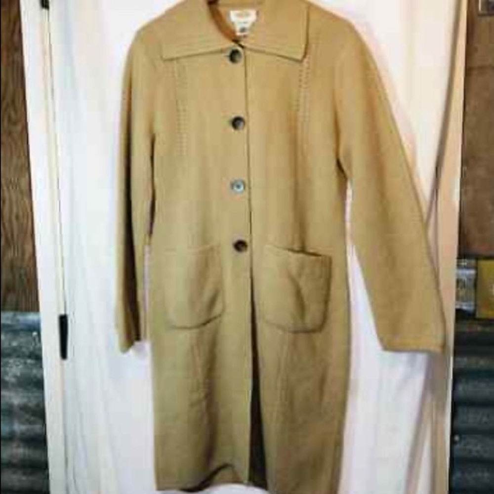 Talbot’s sweater duster, soft as butter Alpaca, classy Camel color